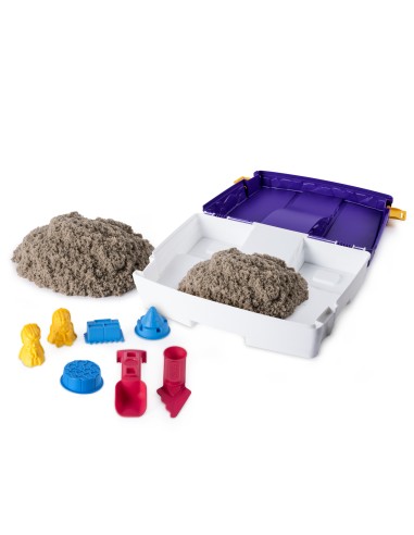 Kinetic Sand Valigetta Sempre con Te Sabbia cinetica 900gr Sabbia magica Sabbia colorata marrone 5 formine e 2 accessori