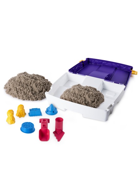 Kinetic Sand Valigetta Sempre con Te Sabbia cinetica 900gr Sabbia magica Sabbia colorata marrone 5 formine e 2 accessori