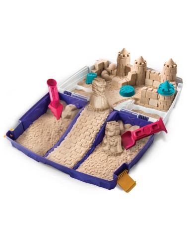 Kinetic Sand Valigetta Sempre con Te Sabbia cinetica 900gr Sabbia magica Sabbia colorata marrone 5 formine e 2 accessori