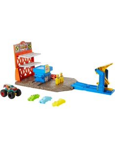 Hot Wheels Monster Trucks Playset Distruzione Suprema e 3 Macchinine con Lanciatore, Giocattolo per Bambini 4+ Anni