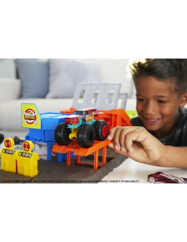 Hot Wheels Monster Trucks Playset Distruzione Suprema e 3 Macchinine con Lanciatore, Giocattolo per Bambini 4+ Anni