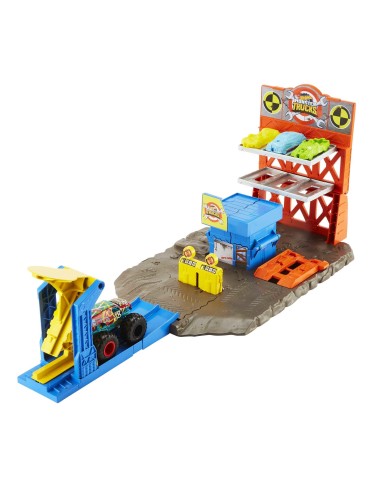 Hot Wheels Monster Trucks Playset Distruzione Suprema e 3 Macchinine con Lanciatore, Giocattolo per Bambini 4+ Anni