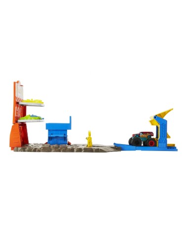 Hot Wheels Monster Trucks Playset Distruzione Suprema e 3 Macchinine con Lanciatore, Giocattolo per Bambini 4+ Anni