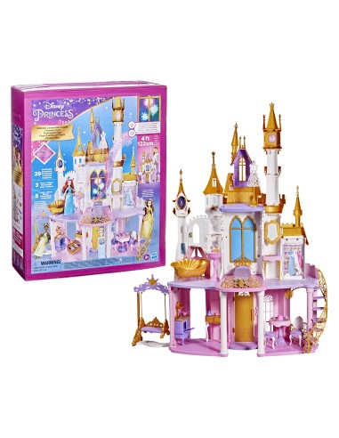 Disney Princess - Il Castello dei Sogni, casa delle bambole con mobili e accessori, fuochi d'artificio con luci e musica,