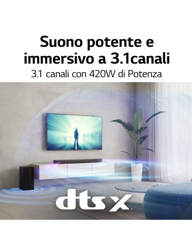 LG Soundbar S65Q 420W 3.1 canali, Meridian, DTS Virtual X, NOVITÀ 2022