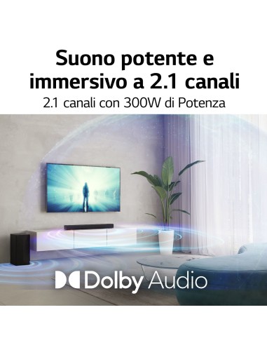 LG Soundbar S40Q 300W 2.1 canali, Dolby Audio, NOVITÀ 2022