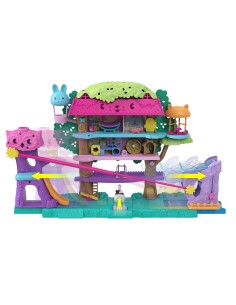 Polly Pocket Pollyville Casa sull'Albero dei Cuccioli, playset a 5 piani, 15+ pezzi gioco  2 bambole, veicolo, 4 animali e