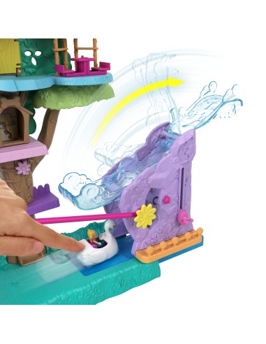 Polly Pocket Pollyville Casa sull'Albero dei Cuccioli, playset a 5 piani, 15+ pezzi gioco  2 bambole, veicolo, 4 animali e
