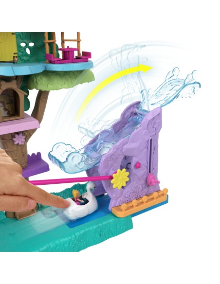 Polly Pocket Pollyville Casa sull'Albero dei Cuccioli, playset a 5 piani, 15+ pezzi gioco  2 bambole, veicolo, 4 animali e