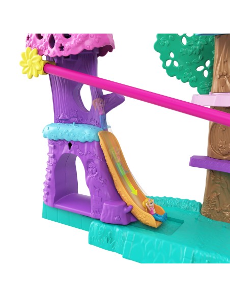 Polly Pocket Pollyville Casa sull'Albero dei Cuccioli, playset a 5 piani, 15+ pezzi gioco  2 bambole, veicolo, 4 animali e