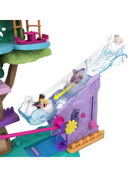 Polly Pocket Pollyville Casa sull'Albero dei Cuccioli, playset a 5 piani, 15+ pezzi gioco  2 bambole, veicolo, 4 animali e
