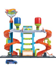 Hot Wheels City Mega Torre Autolavaggio, include 1 macchinina Color Shifters e pratici serbatoi per acqua, si collega ad altri
