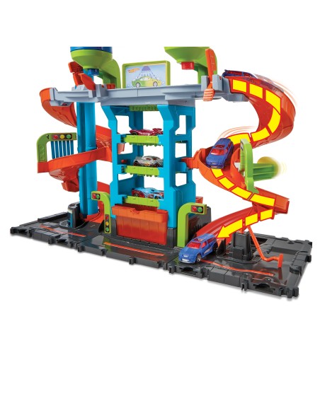 Hot Wheels City Mega Torre Autolavaggio, include 1 macchinina Color Shifters e pratici serbatoi per acqua, si collega ad altri