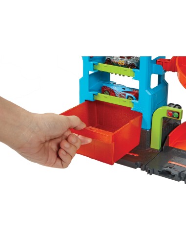 Hot Wheels City Mega Torre Autolavaggio, include 1 macchinina Color Shifters e pratici serbatoi per acqua, si collega ad altri