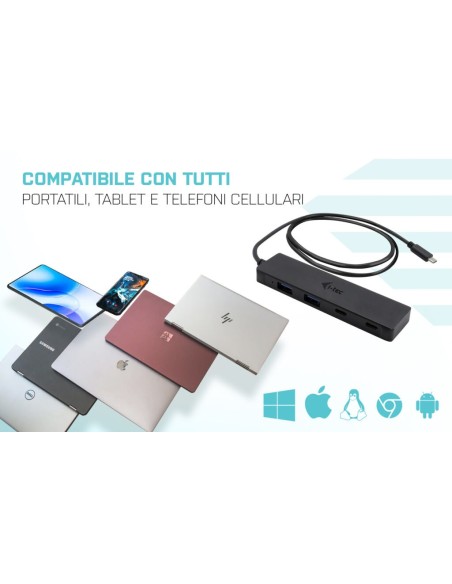 i-tec Metal USB-C HUB 2x USB 3.0 + 2x USB-C, with 85cm USB-C cable