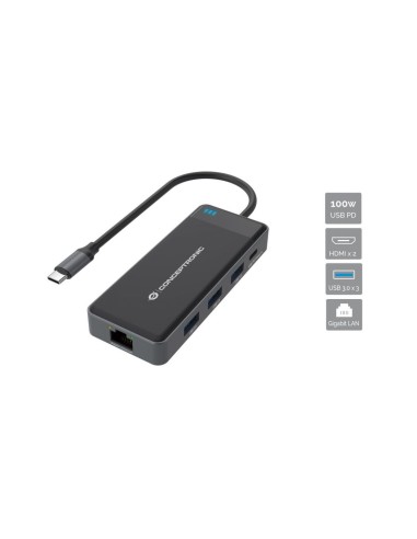 Conceptronic DONN14G replicatore di porte e docking station per notebook Cablato USB 3.2 Gen 1 (3.1 Gen 1) Type-C Grigio