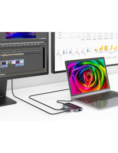 Conceptronic DONN14G replicatore di porte e docking station per notebook Cablato USB 3.2 Gen 1 (3.1 Gen 1) Type-C Grigio