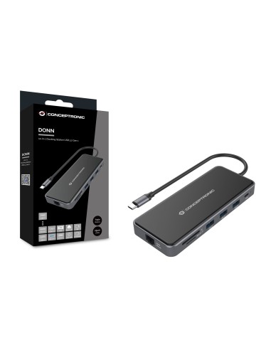 Conceptronic DONN15G replicatore di porte e docking station per notebook Cablato USB 3.2 Gen 1 (3.1 Gen 1) Type-C Grigio