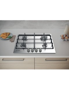 Indesit THP 642 IX I Nero, Acciaio inossidabile Da incasso 58 cm Gas 4 Fornello(i) 2