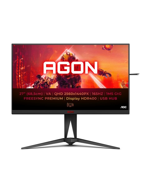 AOC AGON AG275QXN EU LED display 68,6 cm (27") 2560 x 1440 Pixel Quad HD Nero, Rosso