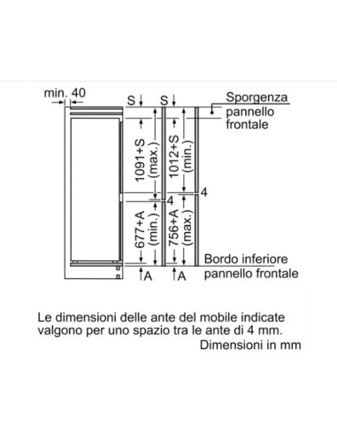 Bosch Serie 4 KIV86VSF0S frigorifero con congelatore Da incasso 268 L F Bianco