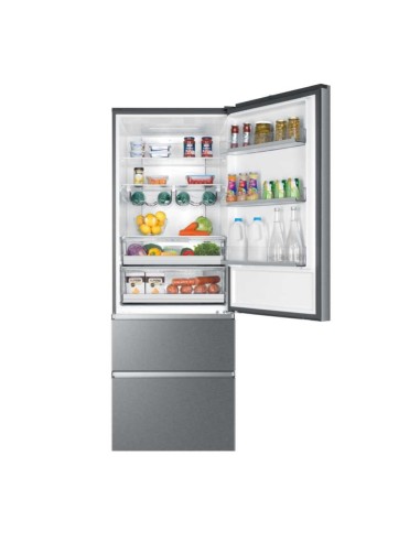Haier 3D 70 Serie 5 A3FE744CPJ frigorifero con congelatore Libera installazione 483 L E Platino, Acciaio inossidabile