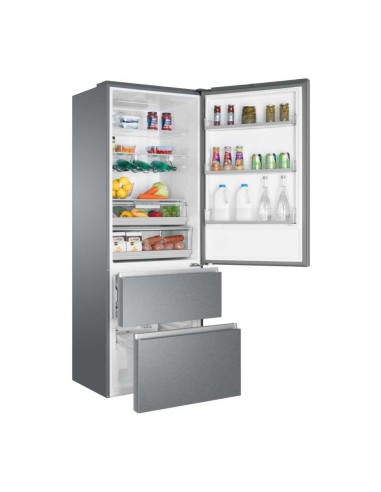 Haier 3D 70 Serie 5 A3FE744CPJ frigorifero con congelatore Libera installazione 483 L E Platino, Acciaio inossidabile