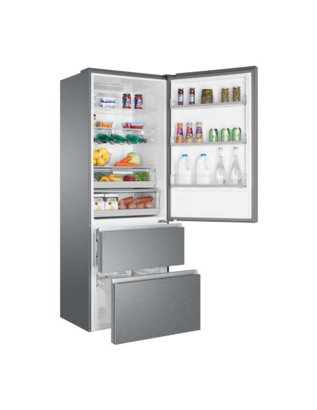 Haier 3D 70 Serie 5 A3FE744CPJ frigorifero con congelatore Libera installazione 483 L E Platino, Acciaio inossidabile