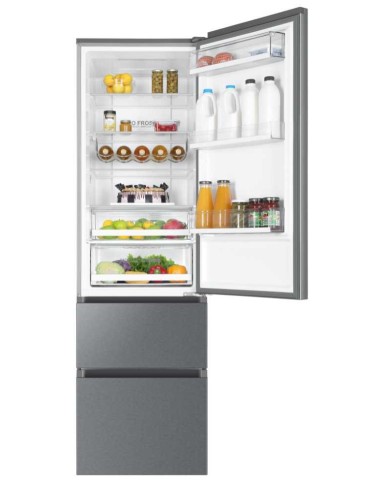 Haier 3D 60 Serie 3 A3FE837CGJ frigorifero con congelatore Libera installazione 371 L D Argento, Titanio