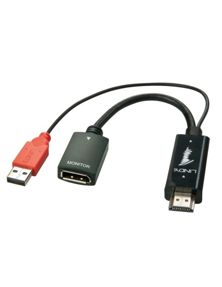 Lindy 38147 cavo e adattatore video 0,1 m HDMI tipo A (Standard) DisplayPort Nero, Rosso
