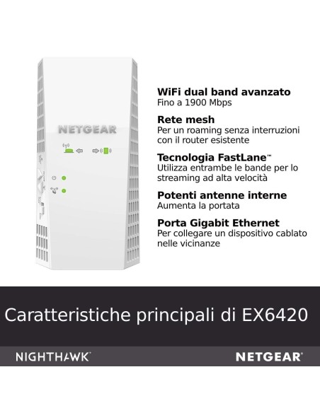 NETGEAR EX6420 Ripetitore di rete Bianco 10, 100, 1000 Mbit s