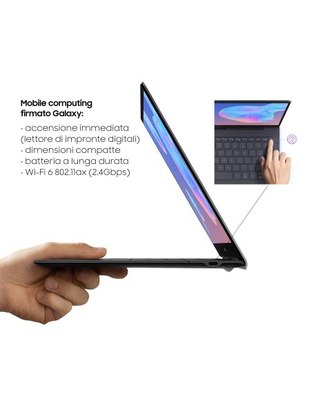 Samsung Galaxy Book S (Intel) 13,3” Mercury Gray Touch Screen Intel® Core™ i5 Windows 10 Home Wi-Fi 6 RAM 8GB Memoria 512GB