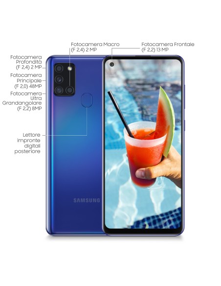 Samsung Galaxy A21s SM-A217F DSN 16,5 cm (6.5") Doppia SIM Android 10.0 4G USB tipo-C 3 GB 32 GB 5000 mAh Blu