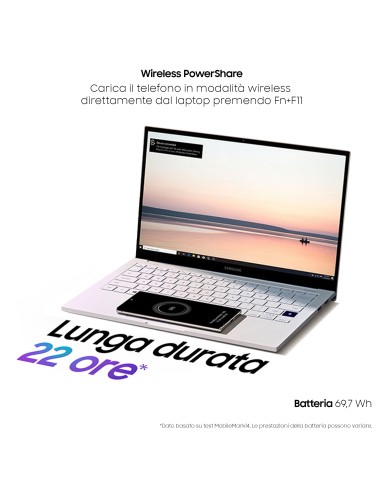 Samsung Galaxy Book Ion 13,3” Aura Silver Intel® Core™ i5 di decima generazione Windows 10 Home Wi-Fi 6 RAM 8GB Memoria 256GB