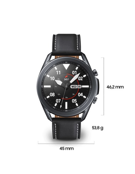 Samsung Galaxy Watch3 Smartwatch Bluetooth, cassa 45mm acciaio, cinturino pelle, Saturimetro, Rilevamento cadute, Monitoraggio