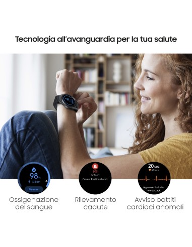 Samsung Galaxy Watch3 Smartwatch Bluetooth, cassa 45mm acciaio, cinturino pelle, Saturimetro, Rilevamento cadute, Monitoraggio