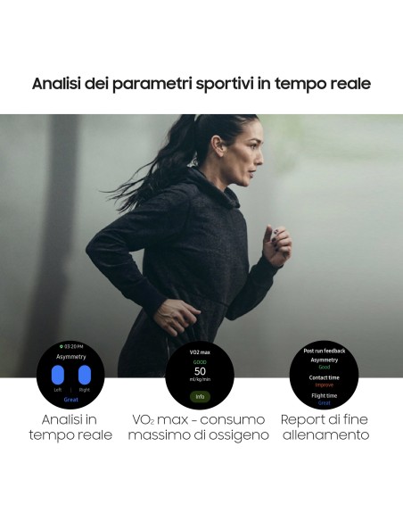 Samsung Galaxy Watch3 Smartwatch Bluetooth, cassa 45mm acciaio, cinturino pelle, Saturimetro, Rilevamento cadute, Monitoraggio