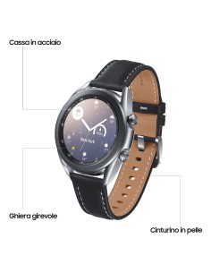 Samsung Galaxy Watch3 Smartwatch Bluetooth, cassa 41mm acciaio, cinturino pelle, Saturimetro, Rilevamento cadute, Monitoraggio 2