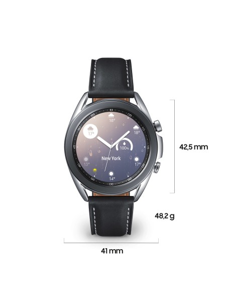 Samsung Galaxy Watch3 Smartwatch Bluetooth, cassa 41mm acciaio, cinturino pelle, Saturimetro, Rilevamento cadute, Monitoraggio