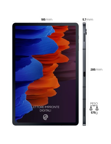 Samsung Galaxy Tab S7+ Tablet S Pen, Snapdragon 865 Plus, Display 12.4" WQXGA SuperAMOLED, 128GB Espandibili fino a 1TB, RAM