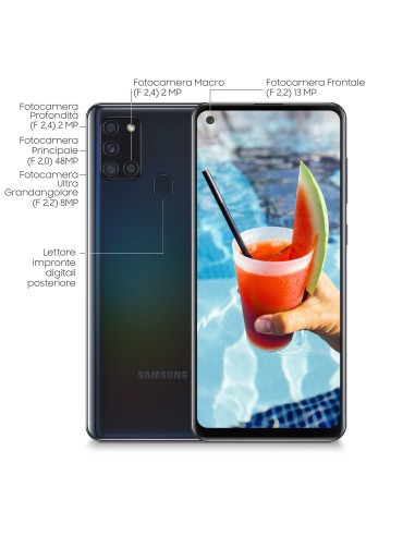 Samsung Galaxy A21s SM-A217F DSN 16,5 cm (6.5") Doppia SIM Android 10.0 4G USB tipo-C 3 GB 32 GB 5000 mAh Nero
