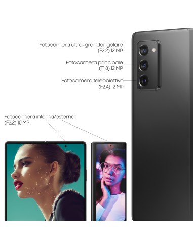 Samsung Galaxy Z Fold2 5G , ext.6.2” int. 7.6”, 256GB, RAM 12GB, NanoSIM, Android 10, Mystic Black