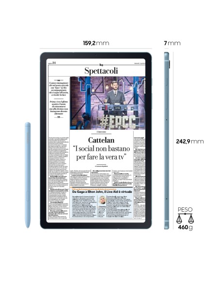 Samsung Galaxy Tab S6 Lite , Angora Blue, 10.4", Wi-Fi LTE, 64GB
