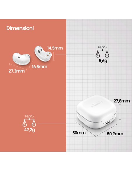 Samsung Galaxy Buds Live, Mystic White Auricolare True Wireless Stereo (TWS) In-ear Musica e Chiamate Bluetooth Bianco