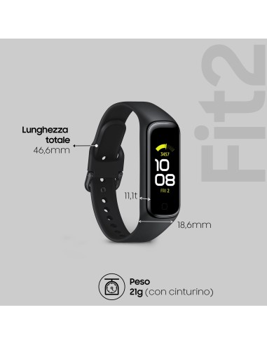 Samsung Galaxy Fit2 AMOLED Braccialetto per rilevamento di attività 2,79 cm (1.1") Nero