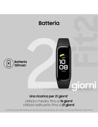Samsung Galaxy Fit2 AMOLED Braccialetto per rilevamento di attività 2,79 cm (1.1") Nero