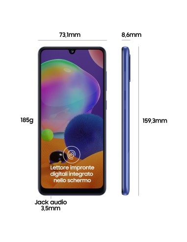 Samsung Galaxy A31 128 GB Display 6.4” Full HD+ SuperAMOLED Blue