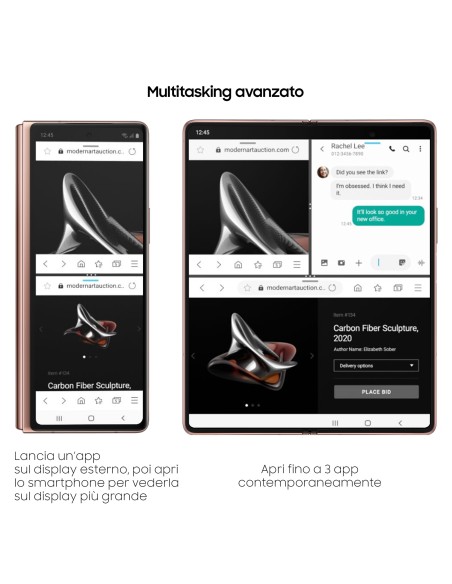 Samsung Galaxy Z Fold2 5G , ext.6.2” int. 7.6”, 256GB, RAM 12GB, NanoSIM, Android 10, Mystic Bronze