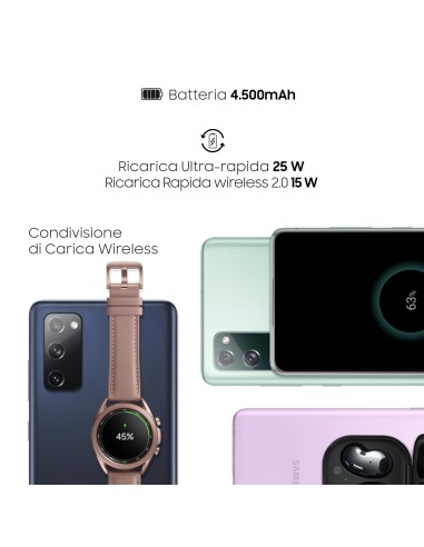 Samsung Galaxy S20 FE , Display 6.5" Super AMOLED, 3 fotocamere posteriori, 128 GB Espandibili, RAM 6GB, Batteria 4500mAh,