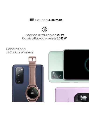 Samsung Galaxy S20 FE , Display 6.5" Super AMOLED, 3 fotocamere posteriori, 128 GB Espandibili, RAM 6GB, Batteria 4500mAh,